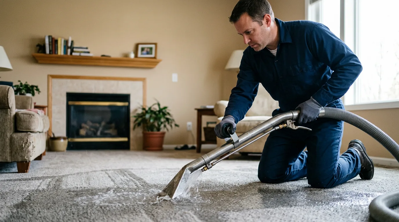 Water damage restoration technician working near Somerdale, NJ